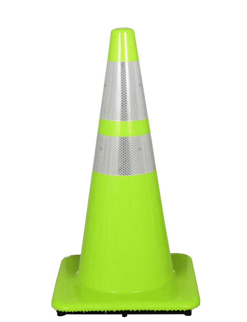 lime 28 inch traffic cones w 2 reflective collars no customization