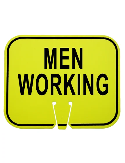 men working clip on sign lime non reflective horizontal