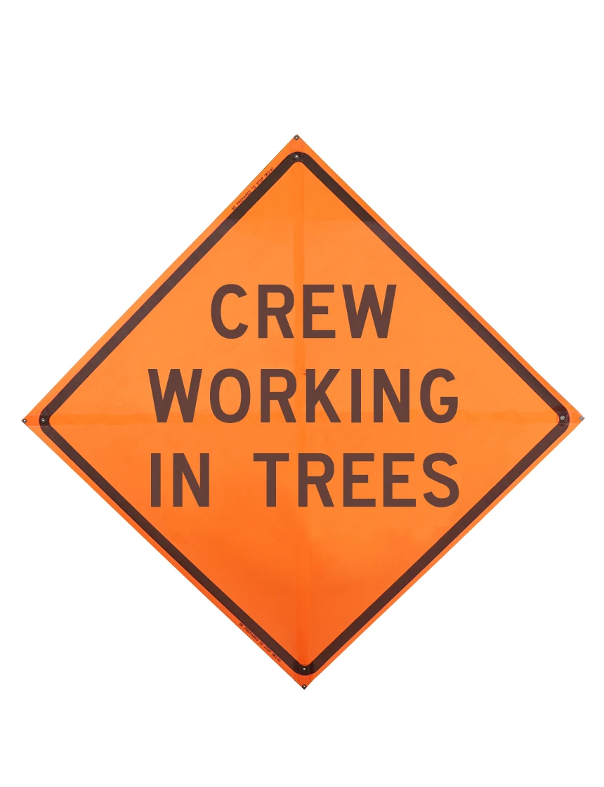 Crew working in trees sign plastic pockets Mesh 36 inch x 36 inch