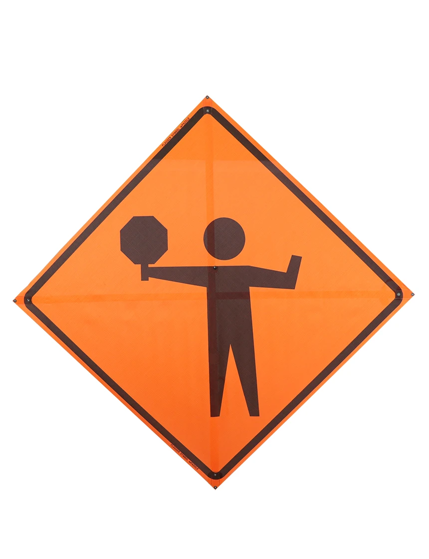 Flagger with paddle symbol sign sewn pockets Mesh 36 inch x 36 inch