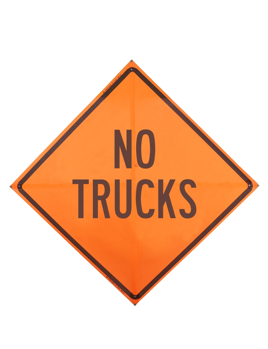No trucks sign sewn pockets Mesh 48 inch x 48 inch