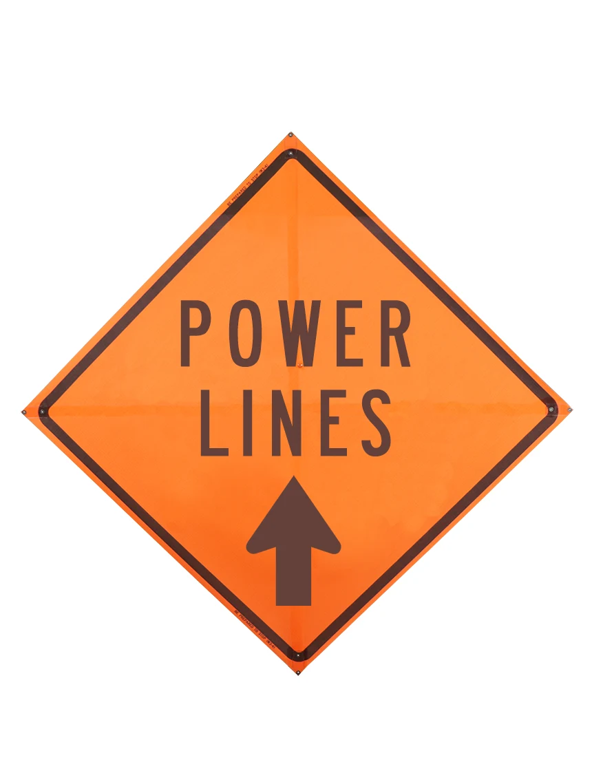 Power lines above with arrow sign sewn pockets Mesh 48 inch x 48 inch