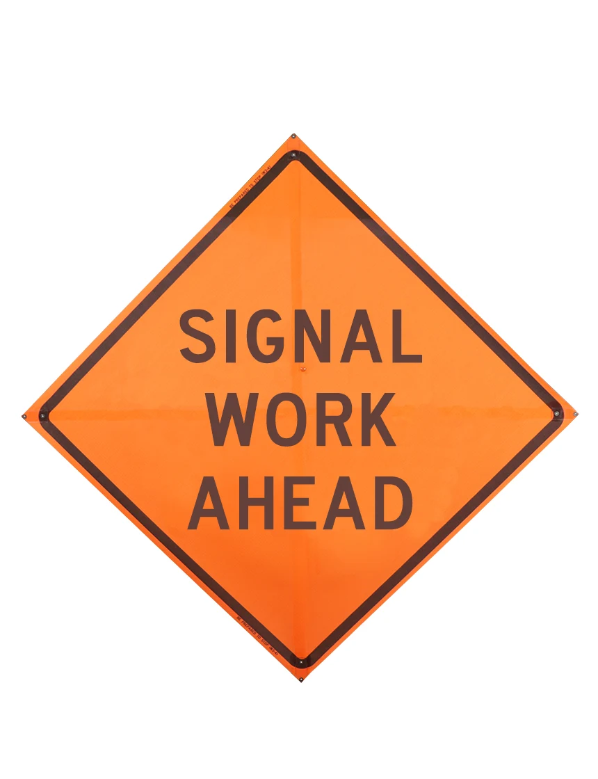 Signal work ahead sign plastic pockets Mesh 36 in x 36 in