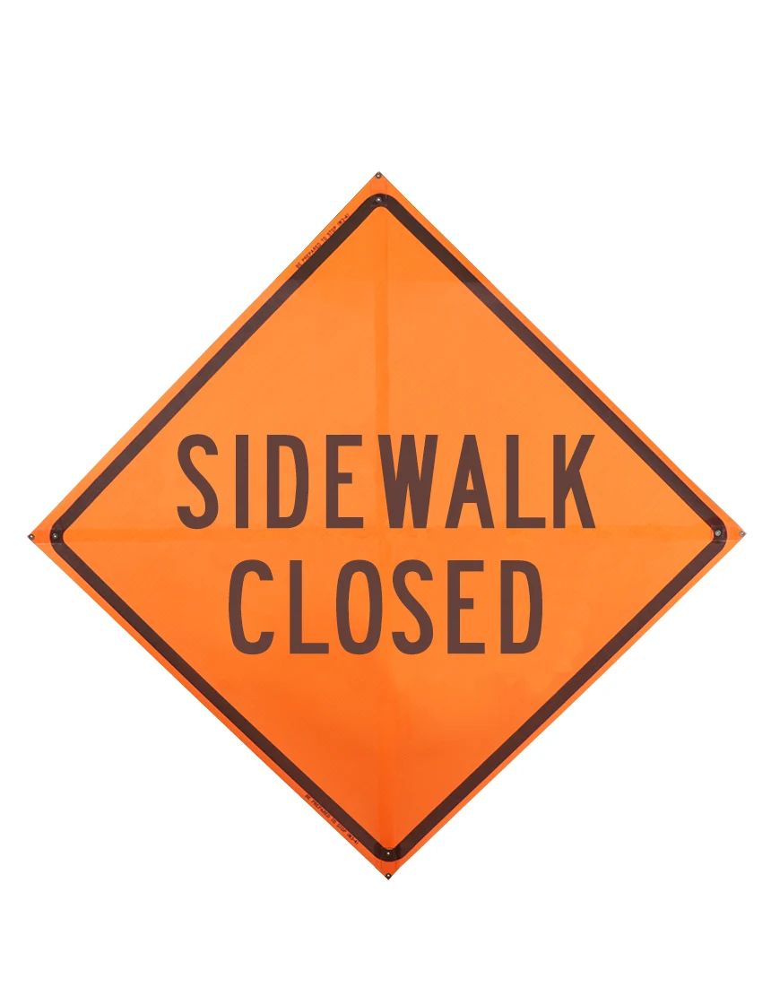 Sidewalk closed sign sewn pockets Mesh 48 inch x 48 inch