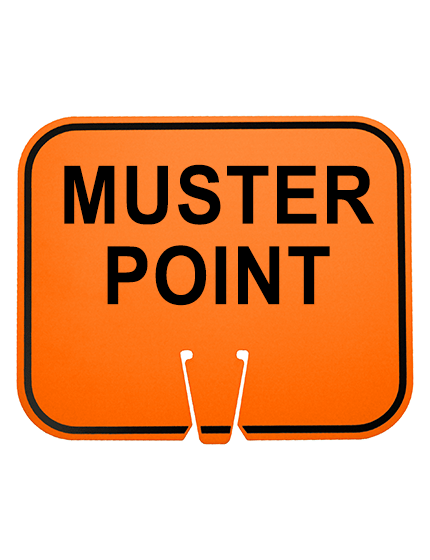 Orange, 12 3/4\" X 10 1/2\", Non-Reflective Clip On Sign, Muster Point