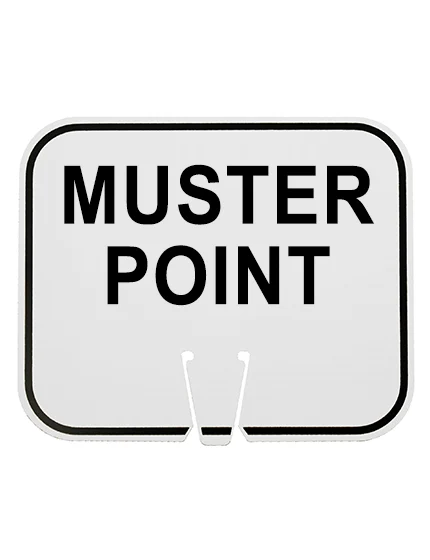 muster point clip on sign white