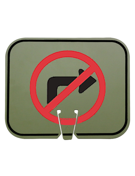 no left turn symbol clip on sign non reflective horizontal olive drab