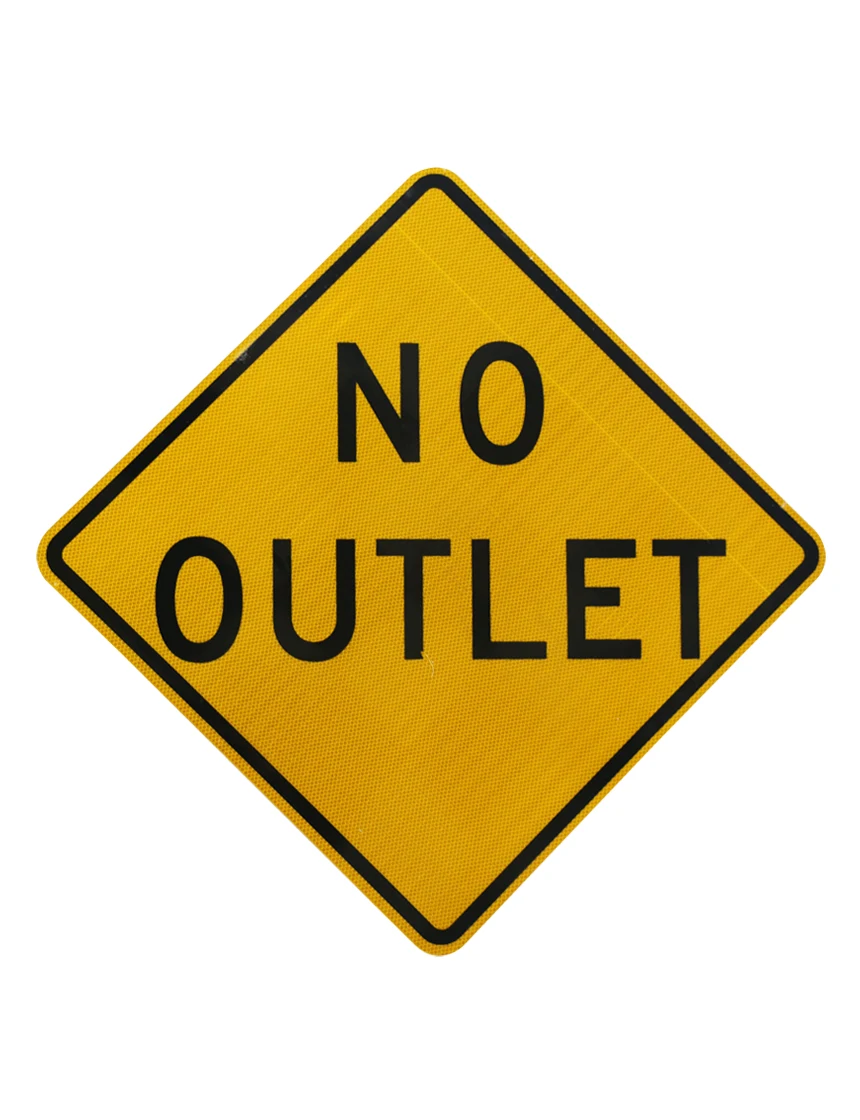 30\" x 30\" NO OUTLET Sign in High Intensity Reflective Sheeting (W14-2)