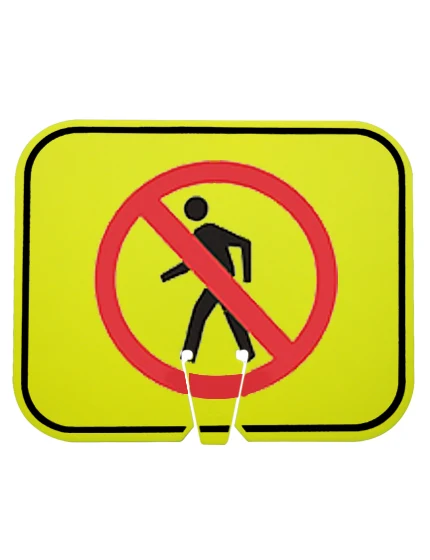 no pedestrian symbol clip on sign lime non reflective