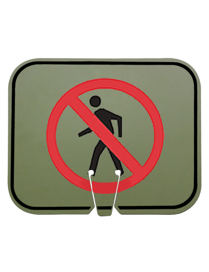 no pedestrian symbol clip on sign non reflective olive drab