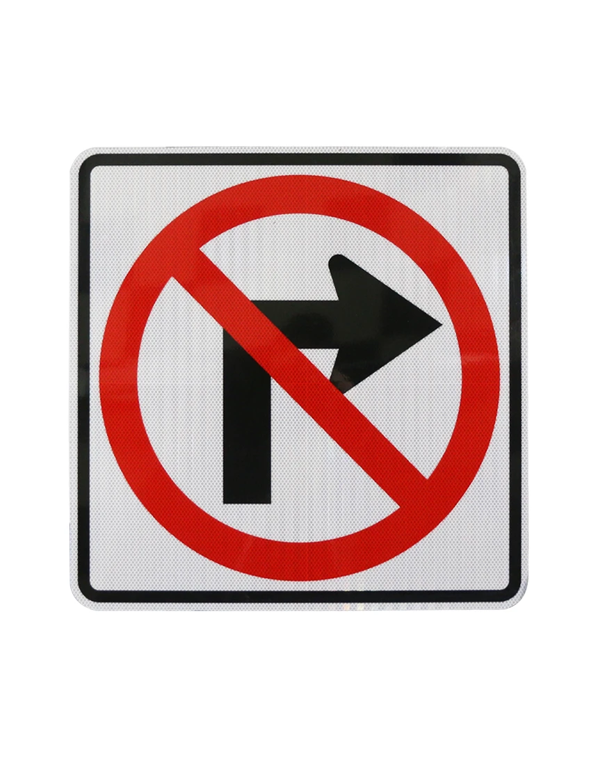 30\" X 30\" No Right Turn Symbol Sign w/ HI Sheeting, 3 Mil Acm