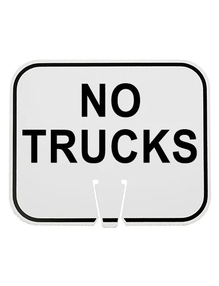 WHITE, 12 3/4\" x 10 1/2\", Non-Reflective Clip On Sign, NO TRUCKS (symbol)