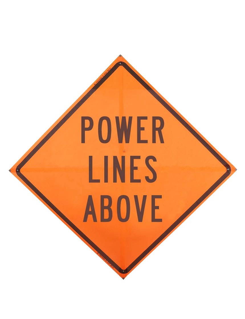 36\", Non-Reflective Mesh Roll Up Sign, Power Lines Above