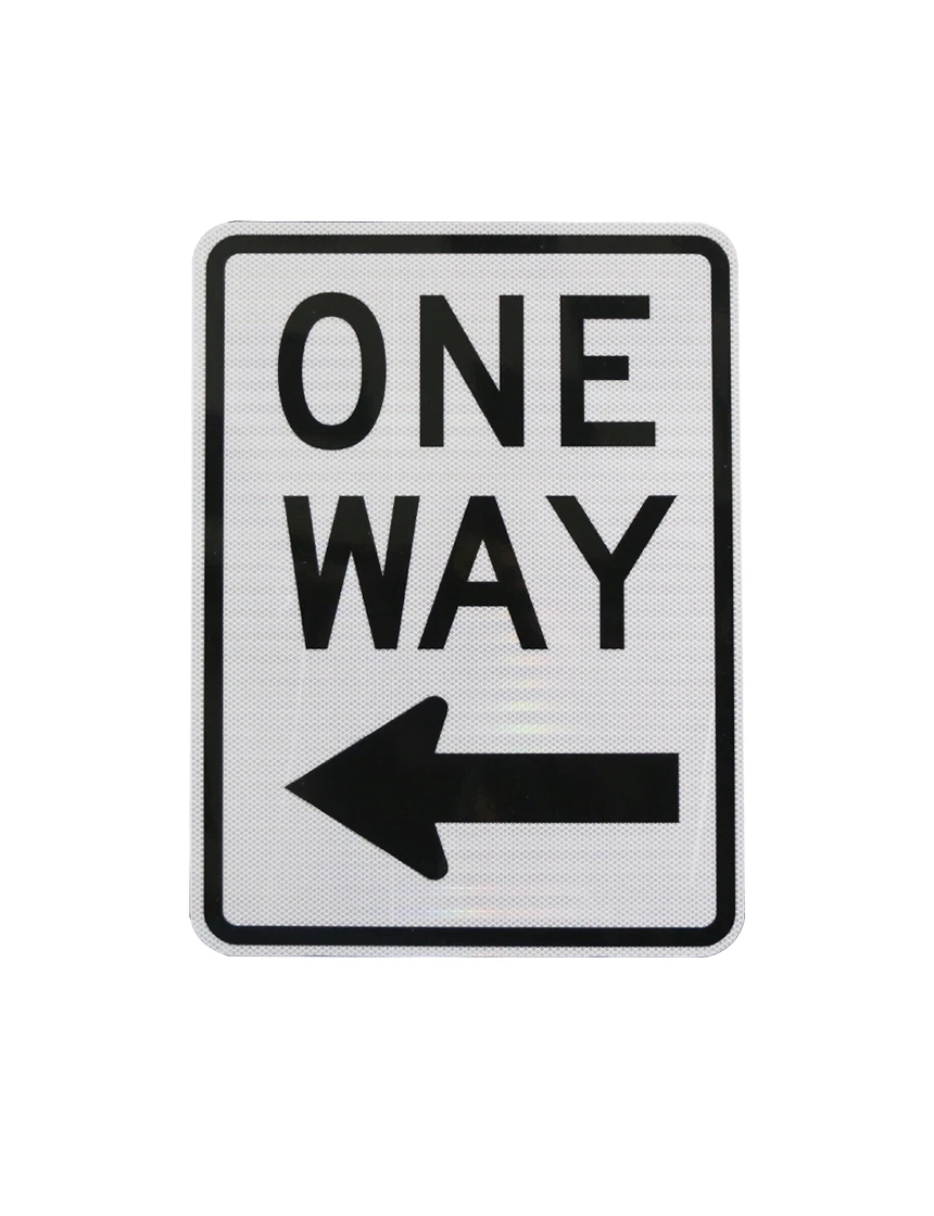 One Way w/ Left Arrow Sign R6 2 24\" X 30\" Solid 080 Gauge Aluminum