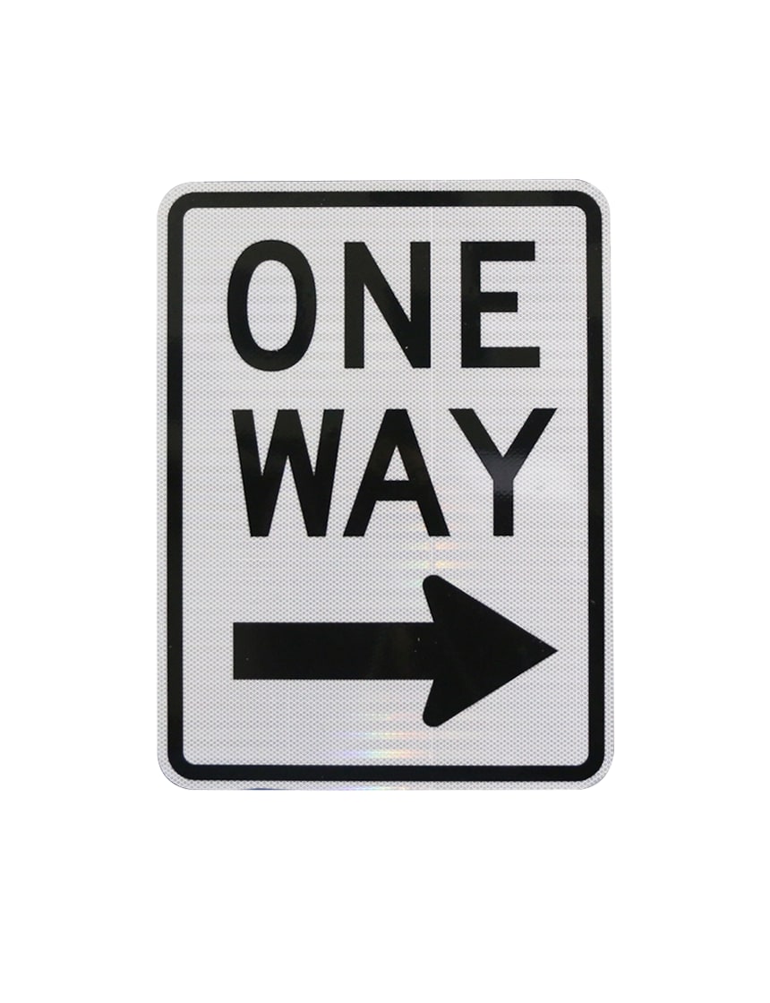 18\" X 24\" One Way w/Right Arrow Sign w/ HI Sheeting, 3 Mil Acm