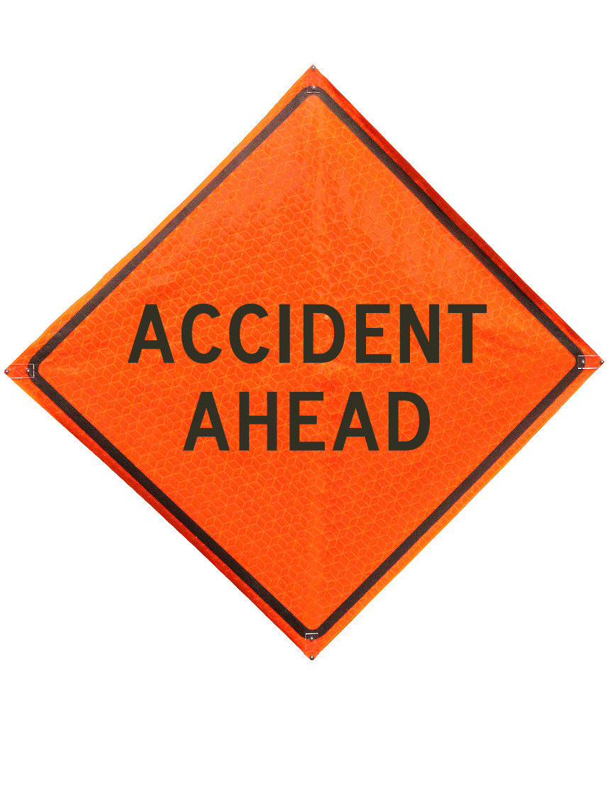 Accident ahead sign plastic pockets Marathon 36 inch x 36 inch