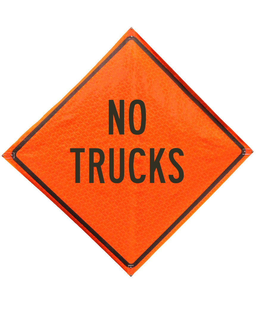 No trucks sign sewn pockets Marathon 36 inch x 36 inch