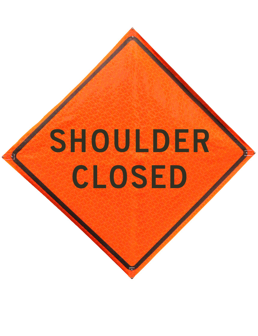 Shoulder closed sign plastic pockets Marathon 48 in x 48 in