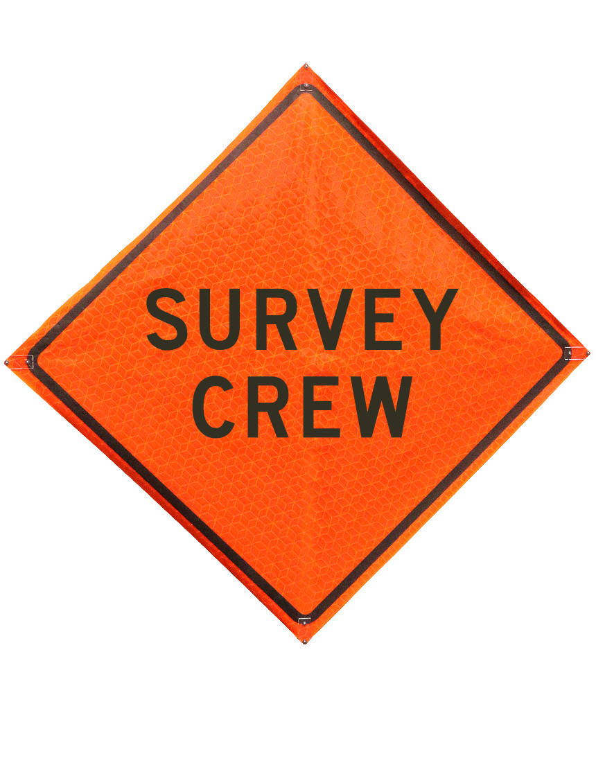 Survey crew sign sewn pockets Marathon 36 inch x 36 inch