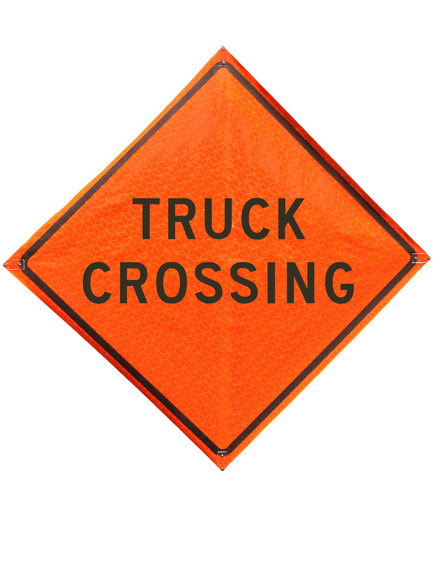 Truck crossing sign sewn pockets Marathon 36 inch x 36 inch