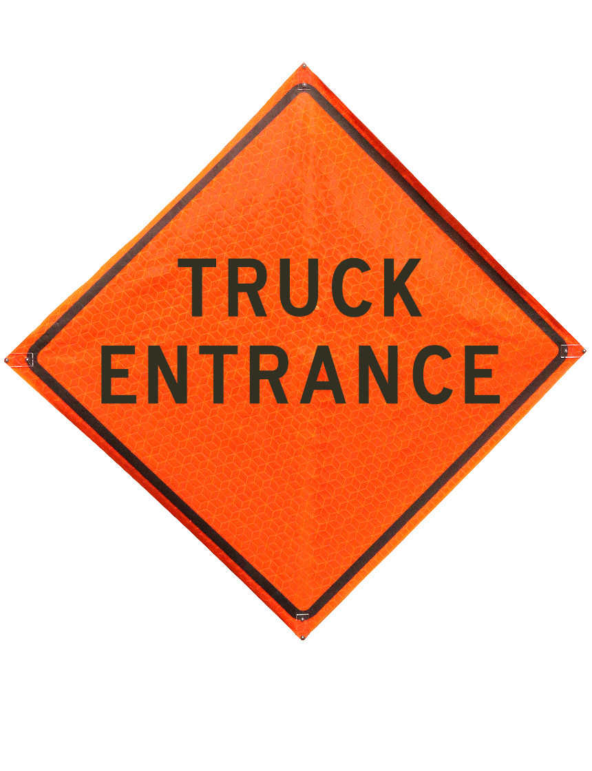 Truck entrance sign plastic pockets Marathon 36 in x 36 in