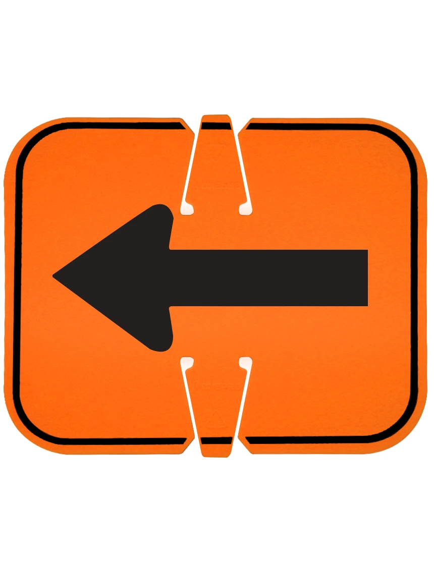 Orange, 12 3/4\" x 10 1/2\", Non-Reflective Clip On Sign, Reversible Directional Arrow