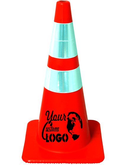 Orange  28\" Lakeside Plastics 10 lbs Traffic Cone w/ 6\" \u0026 4\" Reflective Collars | Single Color Graphic