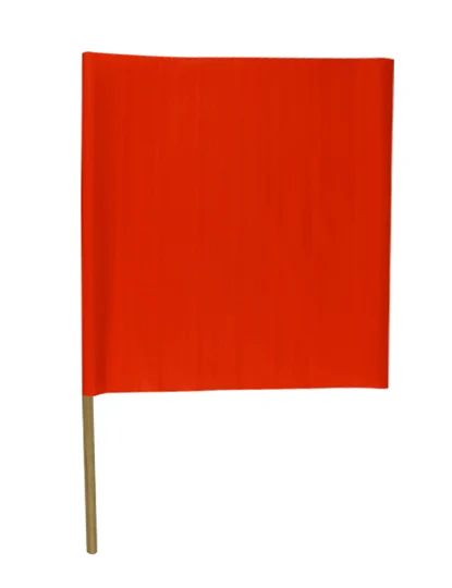 24\" Orange Vinyl Warning Flag w/ 36\" Wooden Dowel Handle