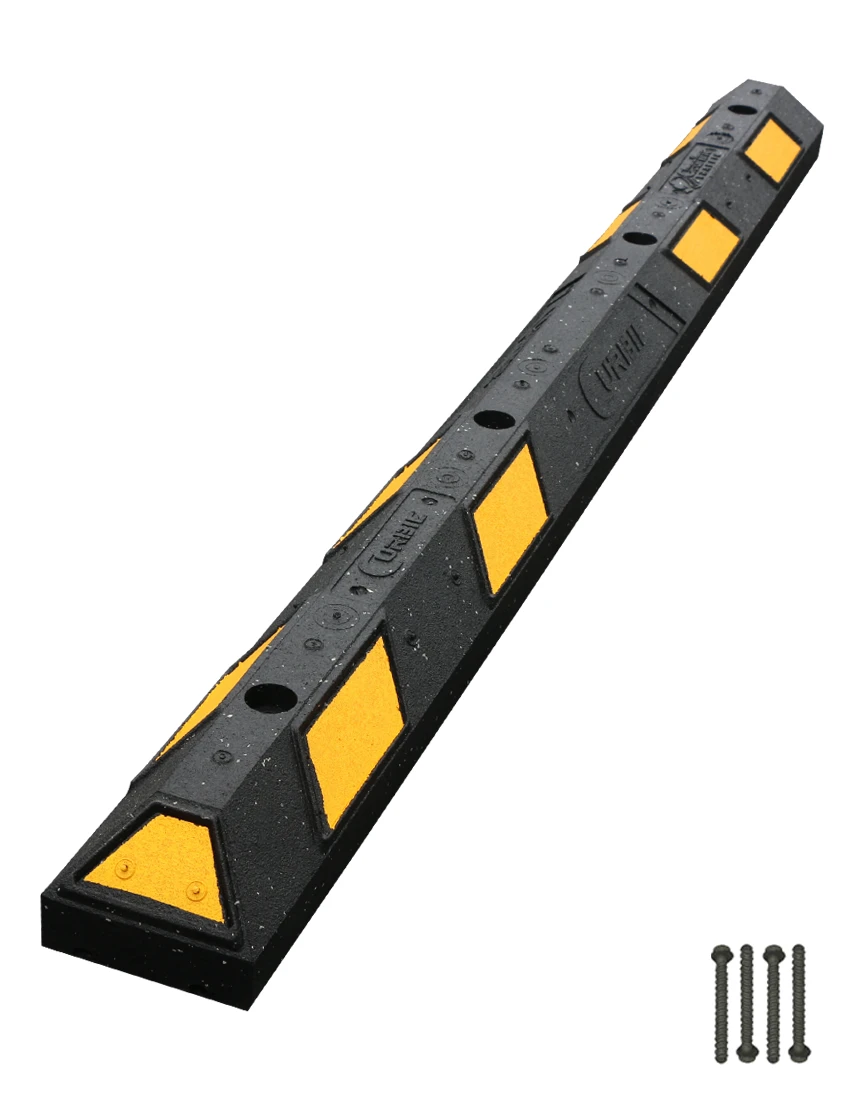 6\u0027 Black \u0026 Yellow Clearline Recycled Rubber Parking Block with Concrete Bolts