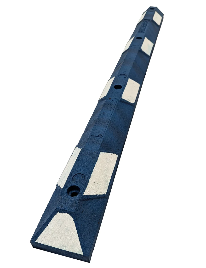 6 ft rubber parking blocks blue white reflective 18 galvanized steel spikes 