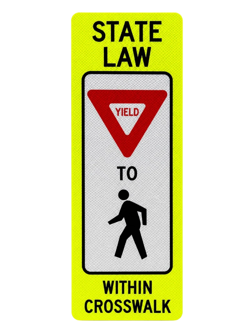 12\" x 36\", Aluminum, Diamond Grade Reflective, YIELD to Pedestrian Within Crosswalk Sign, R1-6