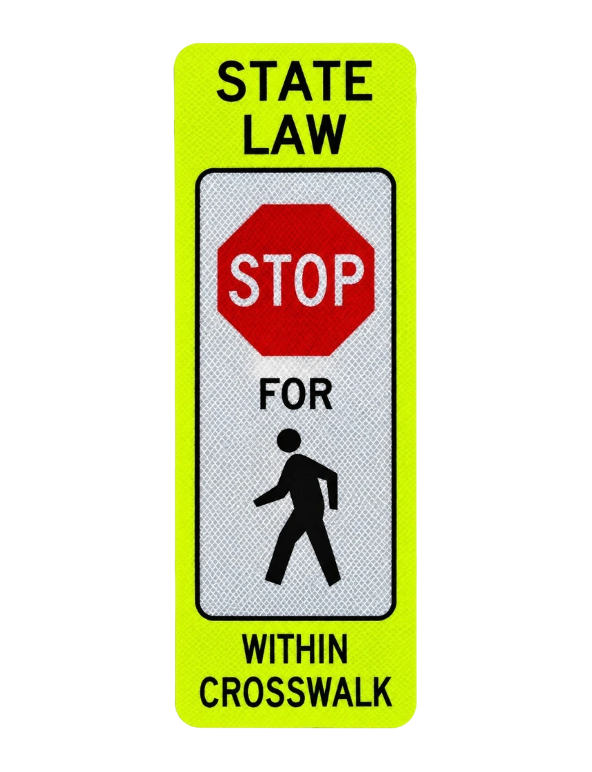 12\" x 36\", R1-6A STOP for Pedestrian Within Crosswalk Sign, Diamond Grade Reflective