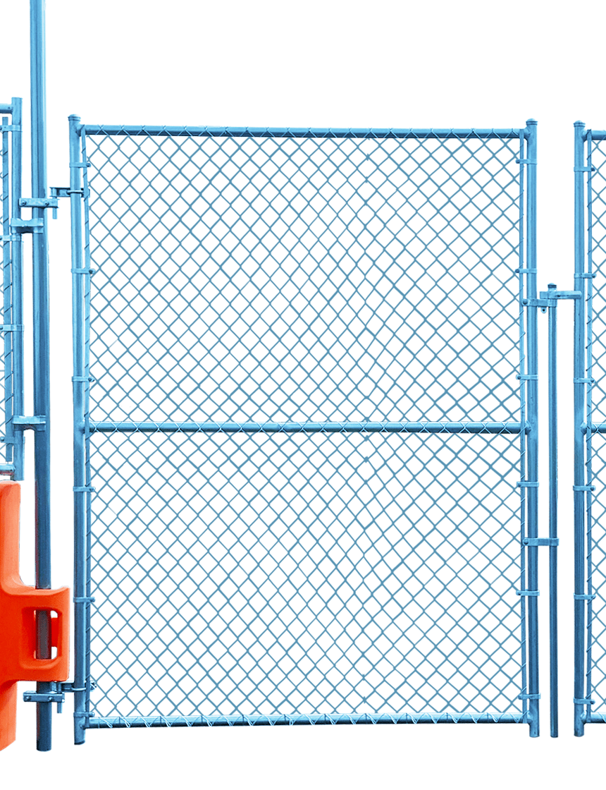 8\u0027 Tall x 6\u0027 Wide Hinged \"Person Gate\" for Fence Systems Mounted to Water Filled Barricades