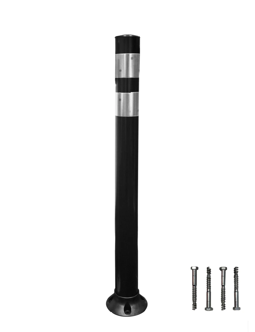PEXCO 36\" Black City Post® Surface Mount w/ 2 White Reflective Collars \u0026 Concrete Mounting Hardware