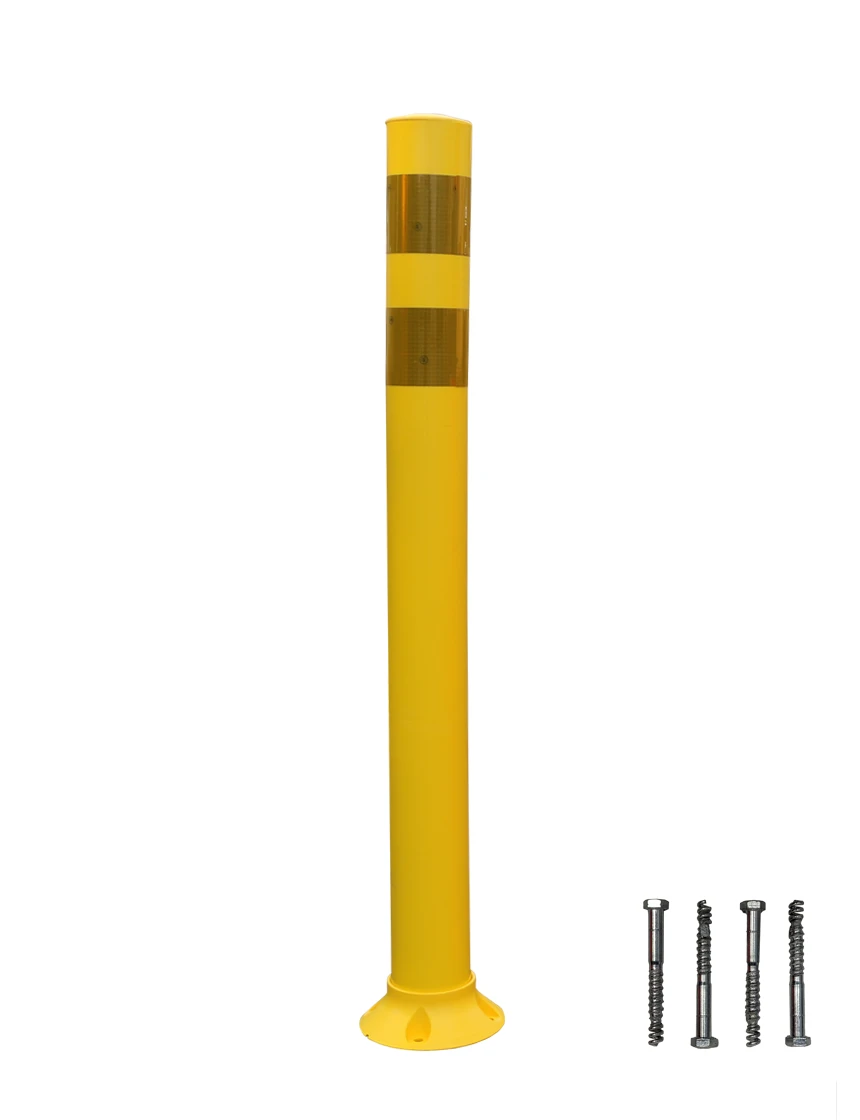 PEXCO 36\" Yellow City Post® Surface Mount w/ 2 Yellow Reflective Collars \u0026 Concrete Mounting Hardware