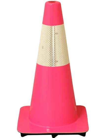 Pink 18\" Traffic Cone w/ 6\" Reflective Collar