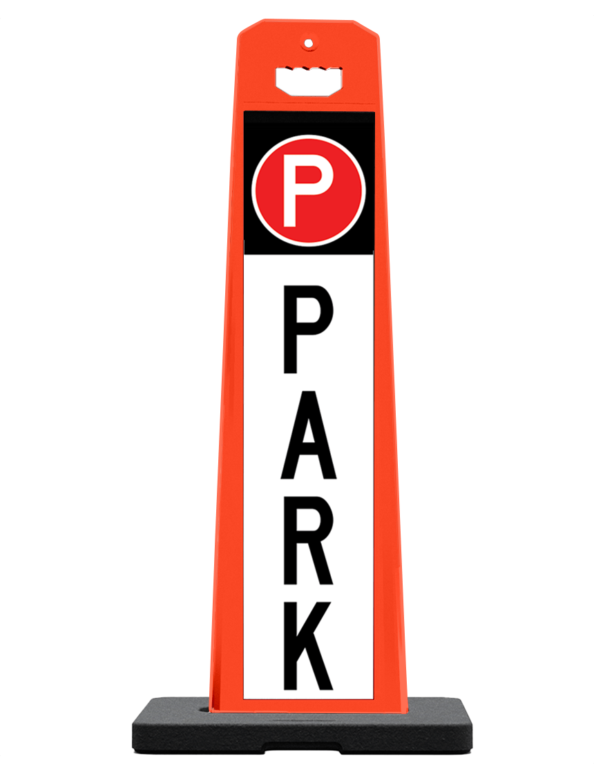 Orange, 45\" Tall, Reflective, Double Sided Park Sign w/ 20 lbs Rubber Base