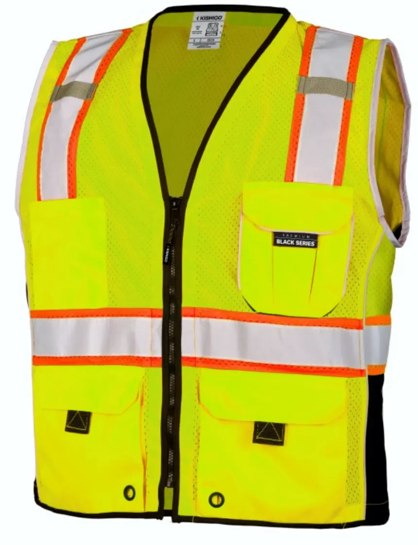 Kishigo Premium Black Series Lime, Class 2 Safety Vest, 5XL