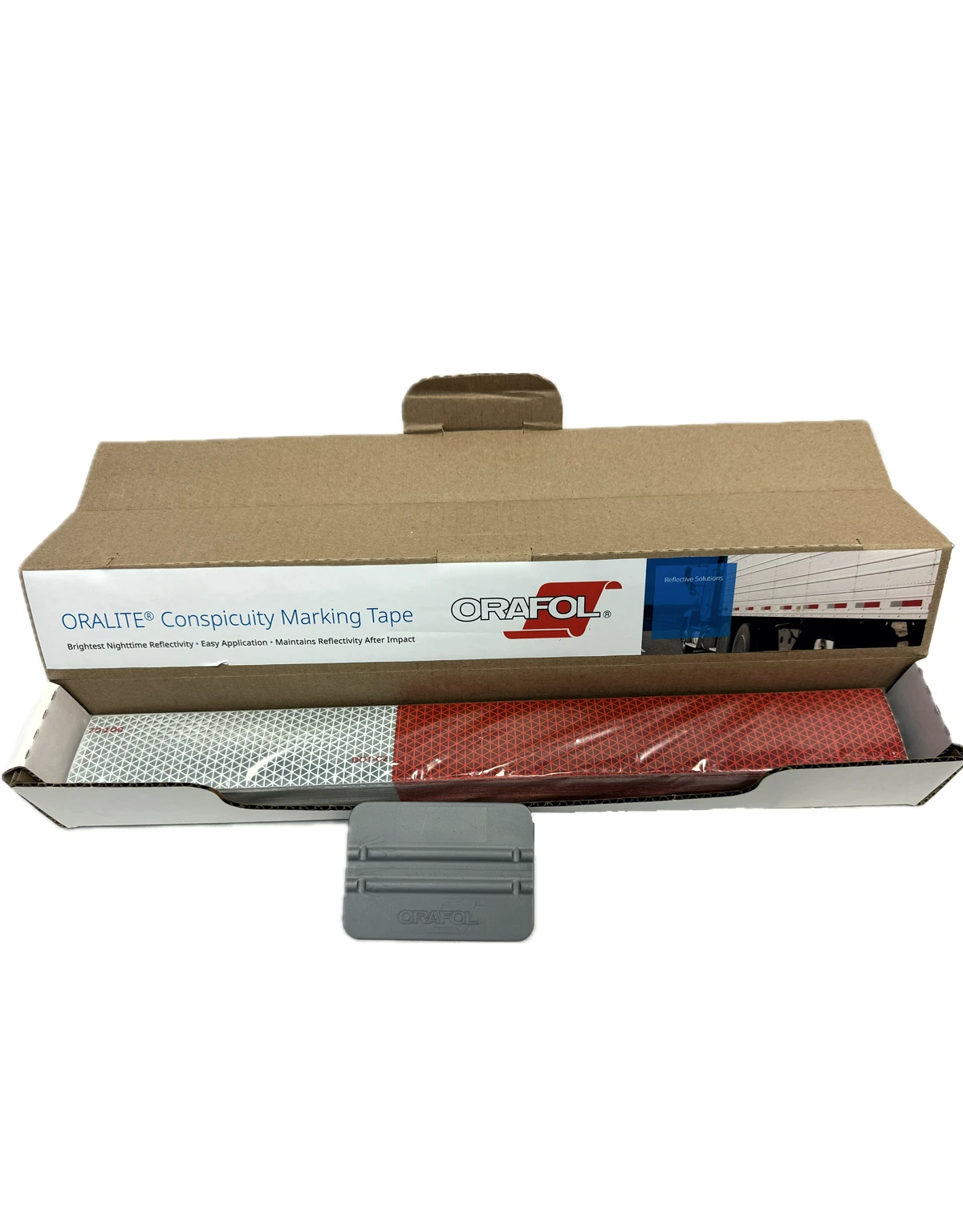 Pk One Hundred (100) 2\" X 18\" Stripes Of V92 Daybright Oralite Red \u0026 White Conspicuity Tape