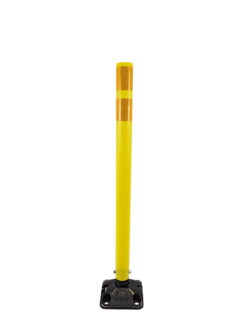 Shur Reflex Standard Duty Round Delineators Yellow Asphalt Four 4\" X 3 8\" Fasteners 36\" Tall Post Black Yellow