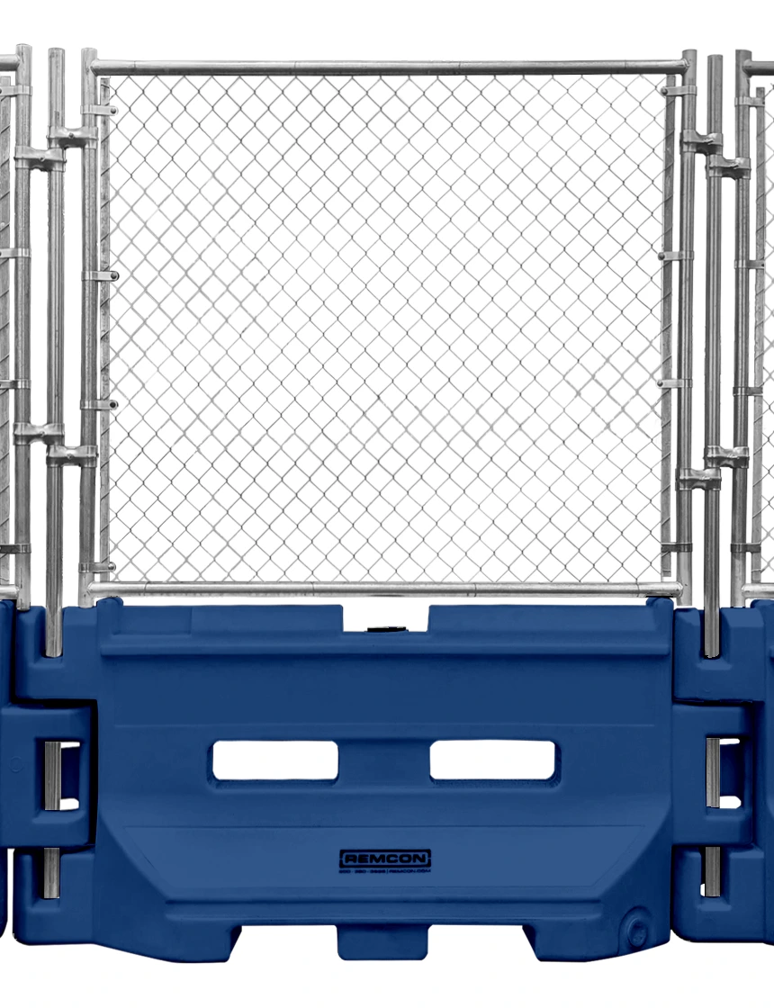 Dark Blue 36\" Construction Barricade with Fence Panel