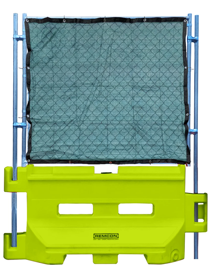 Green 36\" Construction Barricade with Fence Panel \u0026 Green Privacy Screen