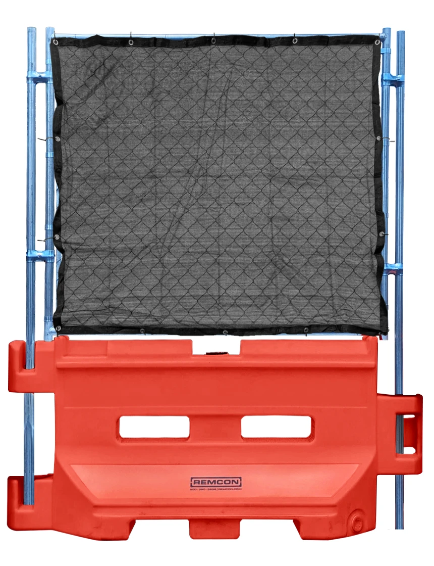 Orange 36\" Construction Barricade with Fence Panel with Black Privacy Screen