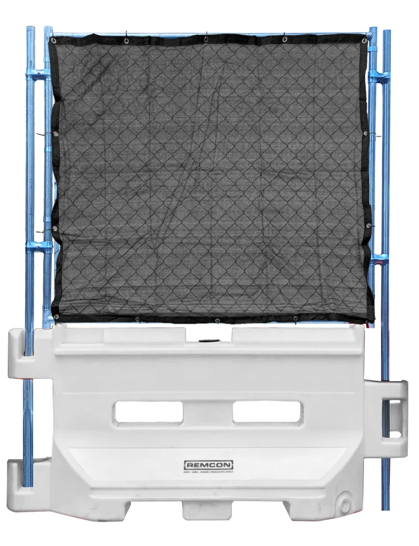 White 36\"x 72\"  Construction Barricade with Fence Panel with Black Privacy Screen