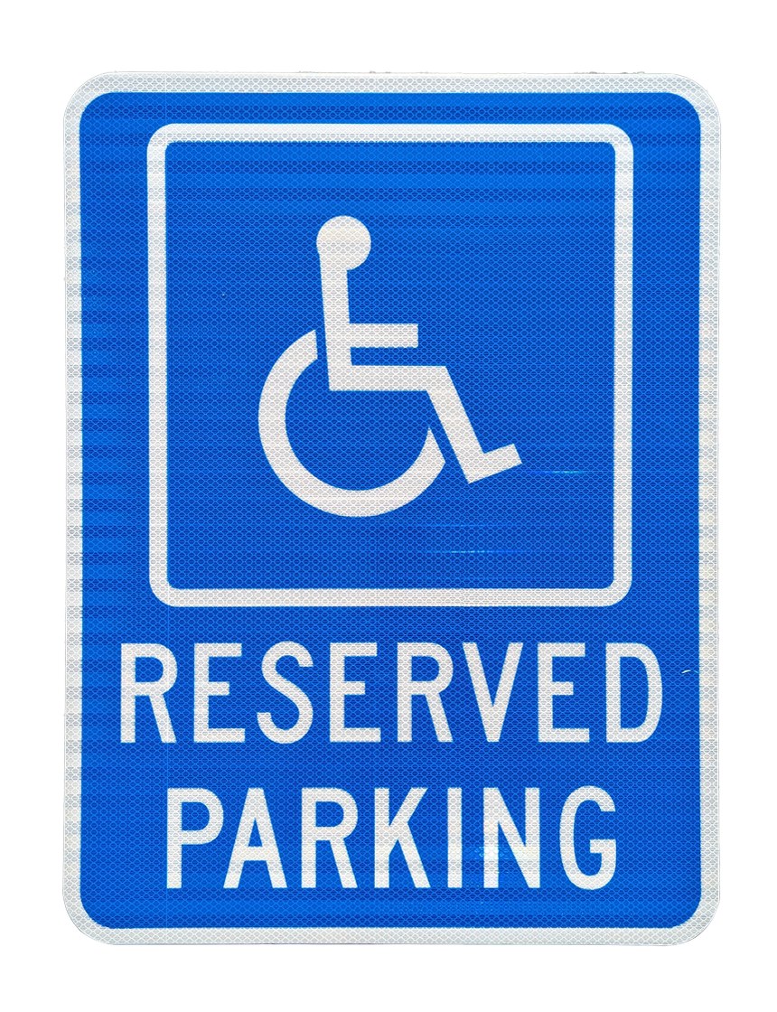 reserved parking with handicap symbol 12 inch x 18 inch