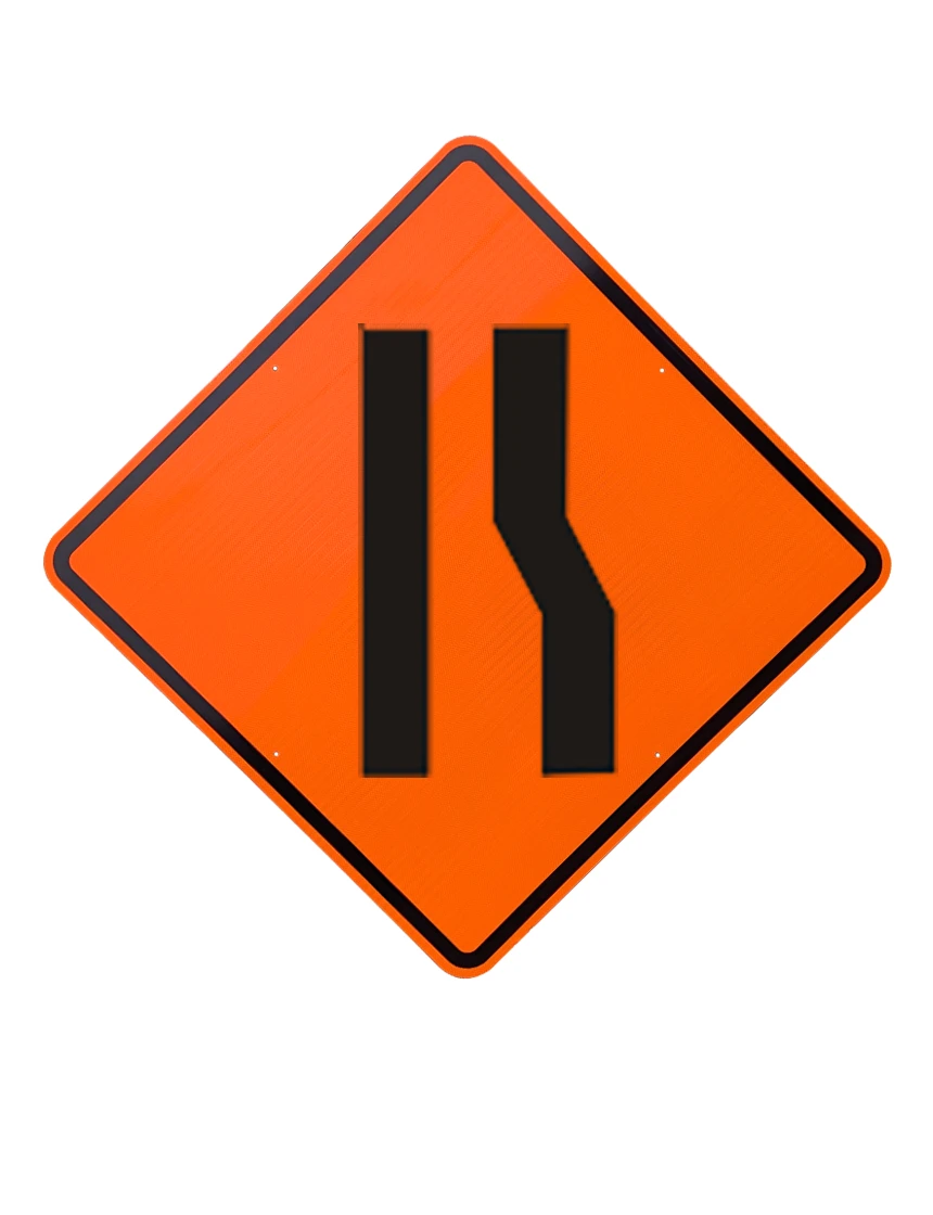 36\", Aluminum, Diamond Grade Reflective Sign, Right Lane Ending Symbol