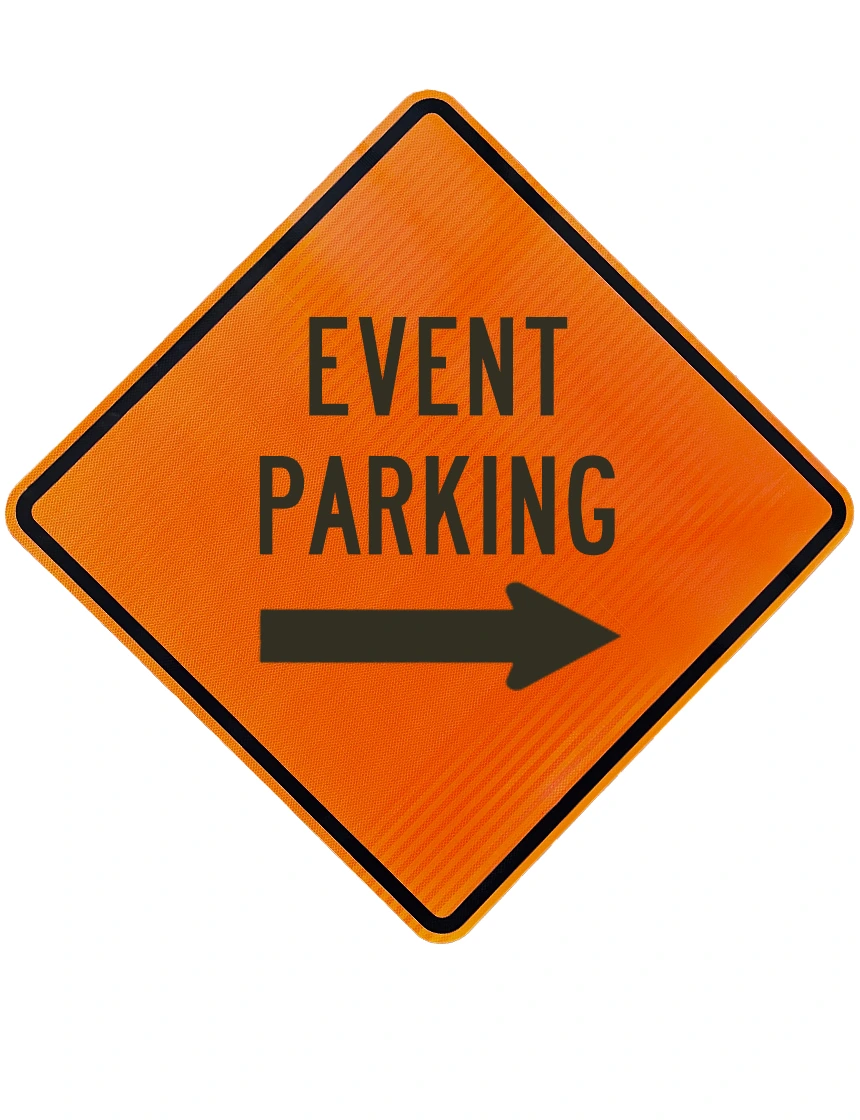 48\", Aluminum, High Intensity Reflective Sign, Event Parking Right Arrow