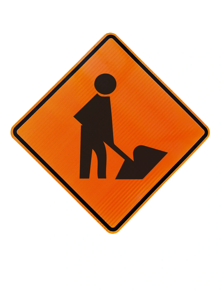 36\", Aluminum, High Intensity Reflective Sign, Men Working Symbol