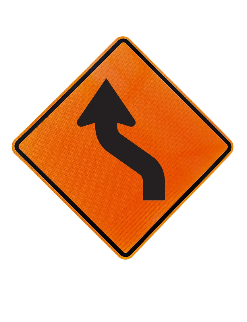 Rigid reverse curve left sign 36 inch x 36 inch acm high intensity
