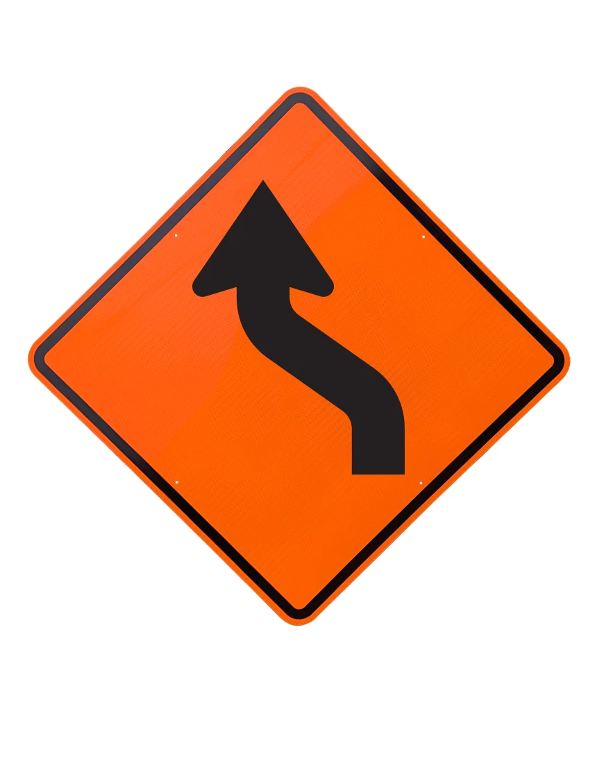Rigid reverse curve left sign 36 inch x 36 inch aluminum diamond grade